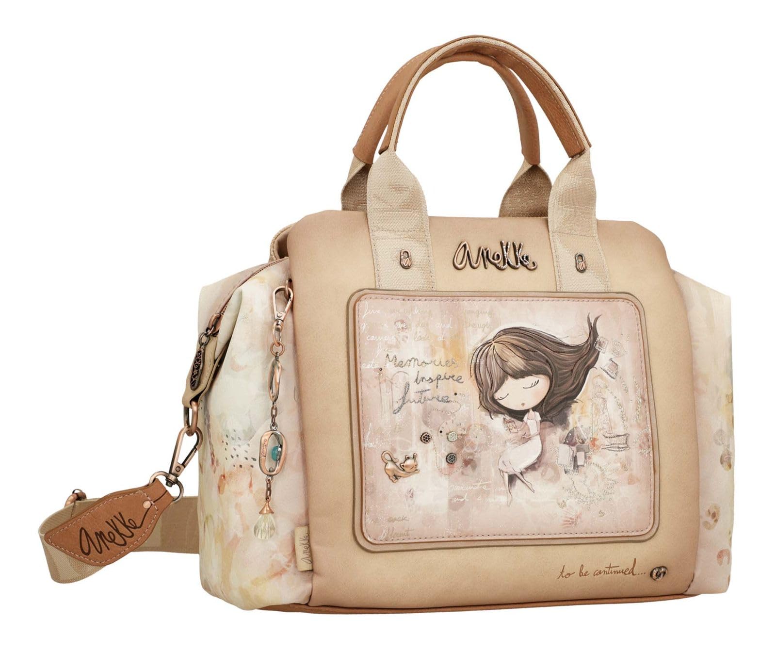 Anekke Bolso Bowling con Bandolera Memories - Gran Capacidad y Material Flexible | Bolsillos Exteriores e Interiores | Medidas: 31x24x16 cm