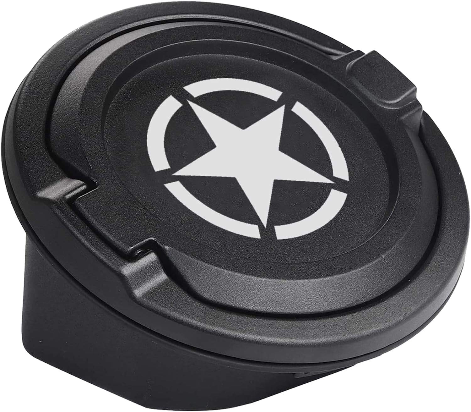 Star Gas Cap Cover, Black Fuel Filler Door Cover Gas Tank Door Compatible with 2018-2024 JL Unlimited JL(JLU) Sahara Rubicon
