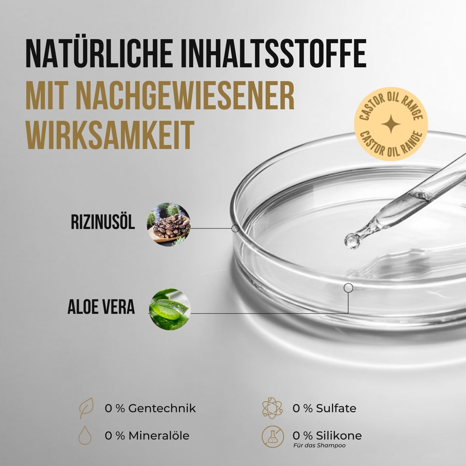 KERARGAN - Rizinusöl 4er Haarpflege-Set gegen Haarbruch - 3x250ml+50ml | Shampoo, Conditioner, Haarmaske und Haarserum, komplette Routine zum Pflegen, Stärken und Schützen