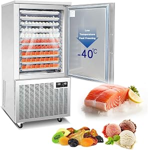 Congélateur commercial Kolice avec 10 plateaux, congélateur à choc, utilisé dans les restaurants, boulangeries, écoles, hôtels pour préserver la crème glacée, les fruits de mer, le poulet, les dumplings, le bœuf, les desserts, etc.