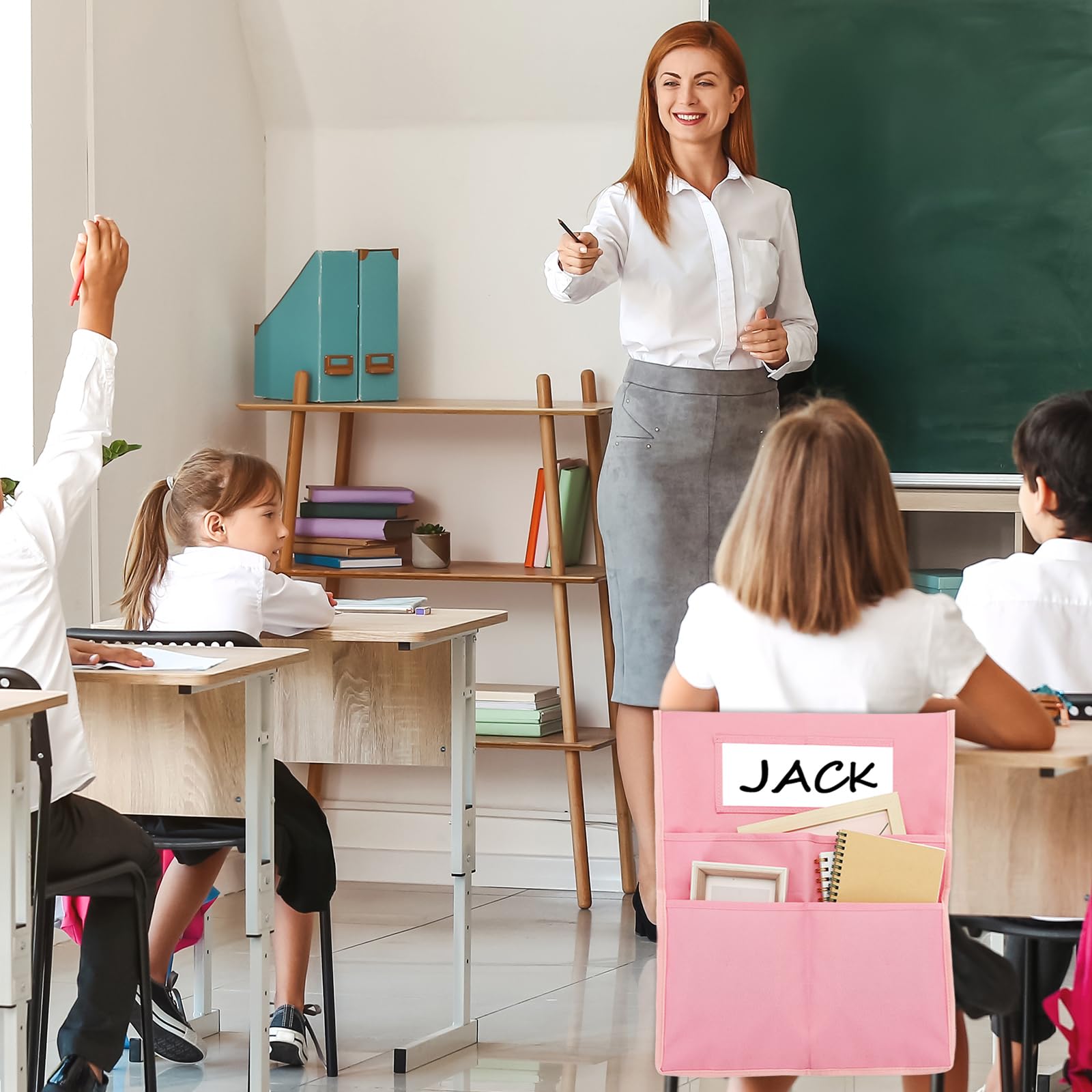 Whaline 12Pcs Pastel Chairback Buddy Pocket Chart Boho Color Seat Pocket Chart Colorful Chair Pockets for Classroom Home Office Silly Goose, 16 x 20 Inch - Image 4