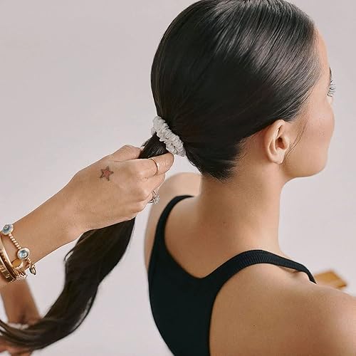 Miniatura 5 de Skinnie - Coleteros de seda para el cabello, accesorios para coleta de caballo para niñas, 100 % pura de seda de morera de 22 momme para mujer,