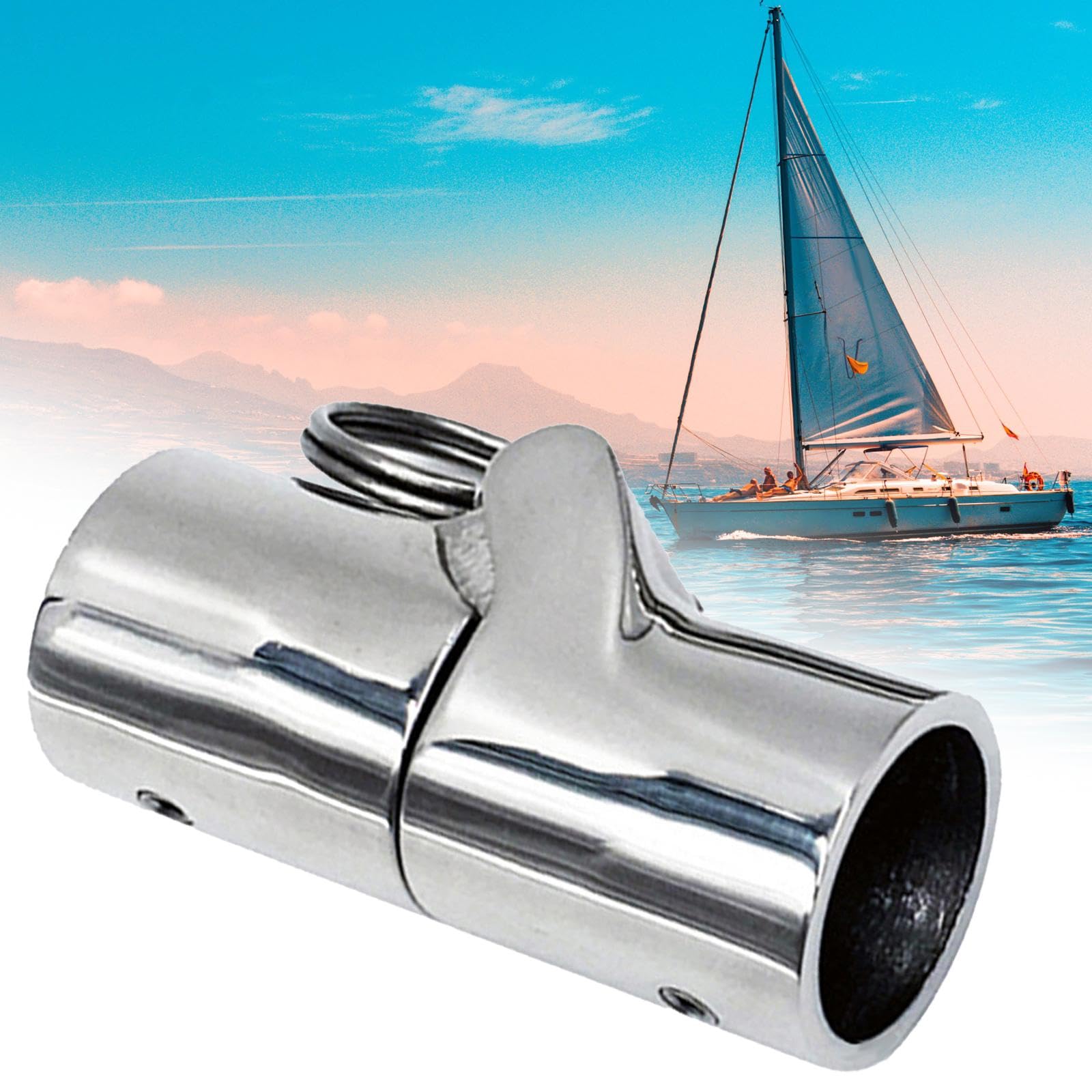 Raccordi di Collegamento per Ringhiere di Barche in Acciaio Inox, Giunti Girevoli Pieghevoli, Connettori per Tubi, Cerniere per Tubi, Tendalini Bimini, 32MM