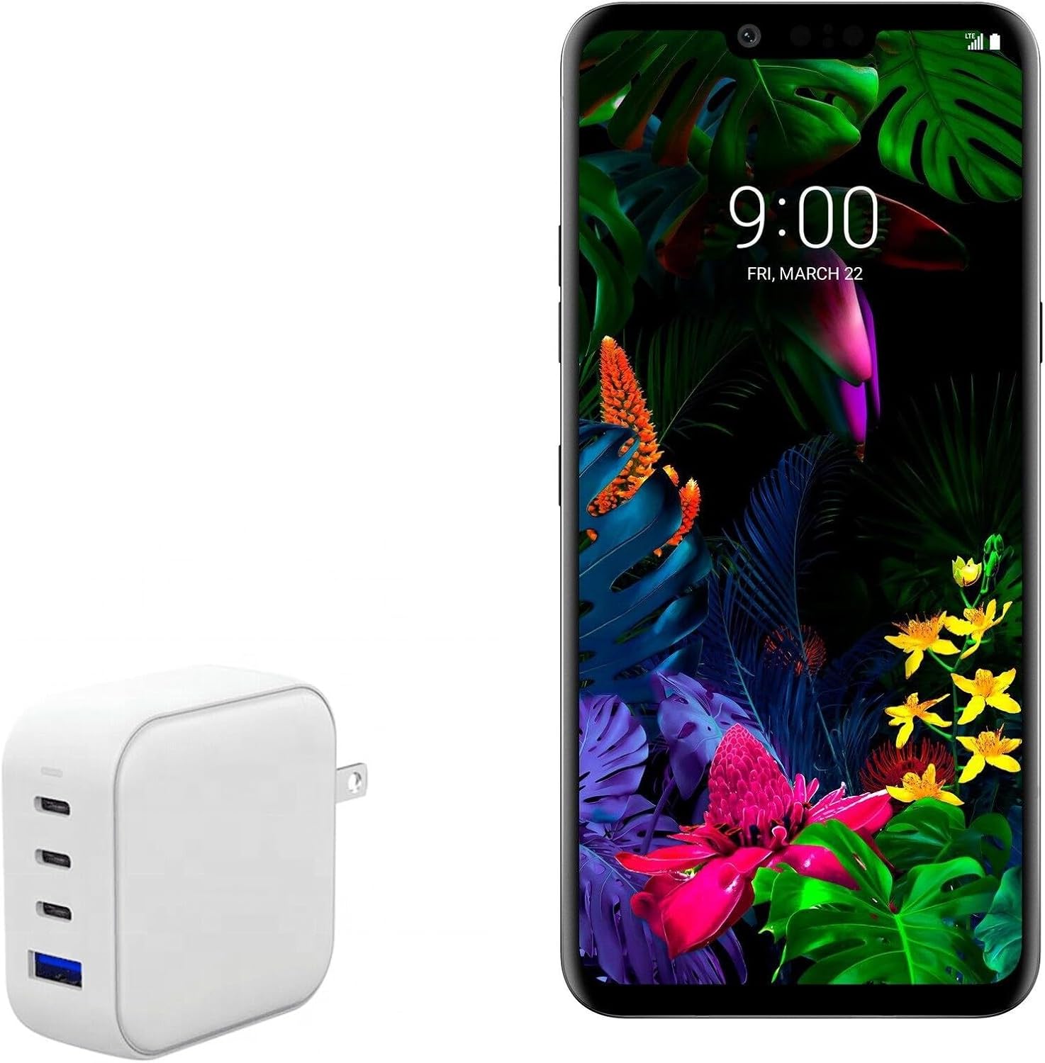 BoxWave Charger Compatible with LG G8 ThinQ - PD miniCube (100W), 100W 3 PD Port Wall Charger International - Winter White