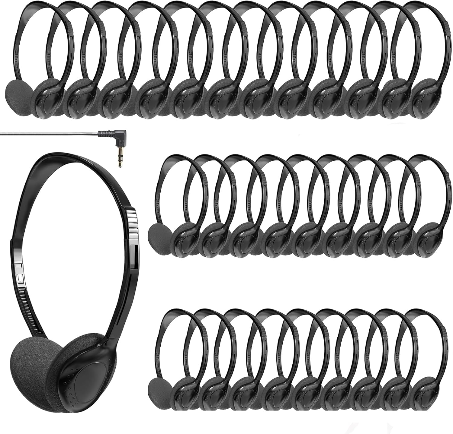 30 Pack Headphones Bulk Adjustable Classroom Headphones...
