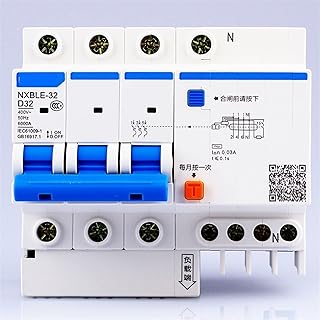AC230/400V NXBLE-32 3P N Residual Current Device 6 10 16 20 25 32A Electromagnetic Release Type D Earth Leakage Protection 1Pcs (Size : 3P Plus N, Color : 10A)