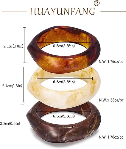 Miniatura 6 de Pulsera de resina gruesa para mujer, estilo vintage, de resina de carey, juego de pulseras anchas de acetato, pulsera acrílica, joyería de