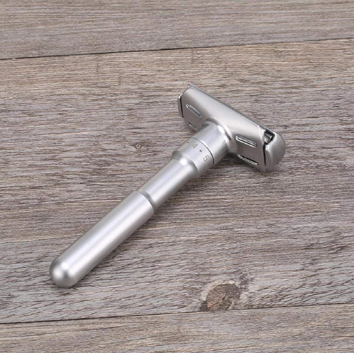 Safety Shaving Razor Set, Long Handle Stainless Adjustable 1-6 Files Double Edge Classic Safety Shaver Razor, Stainless Safety Razor Chrome Shaver for Men Women