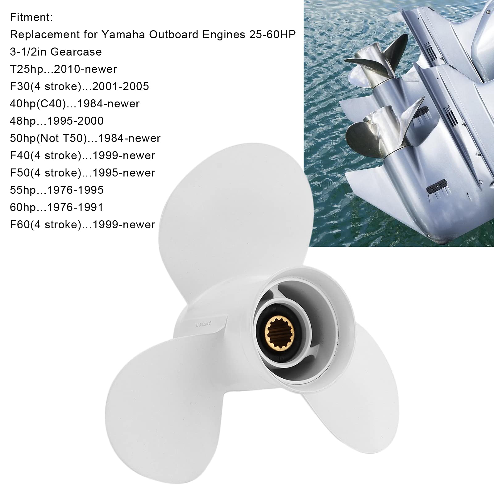 Hélices Bateau Moteur VAILANG 3 Pales - Compatible Haibo ET34, ET44, ET54, Noir