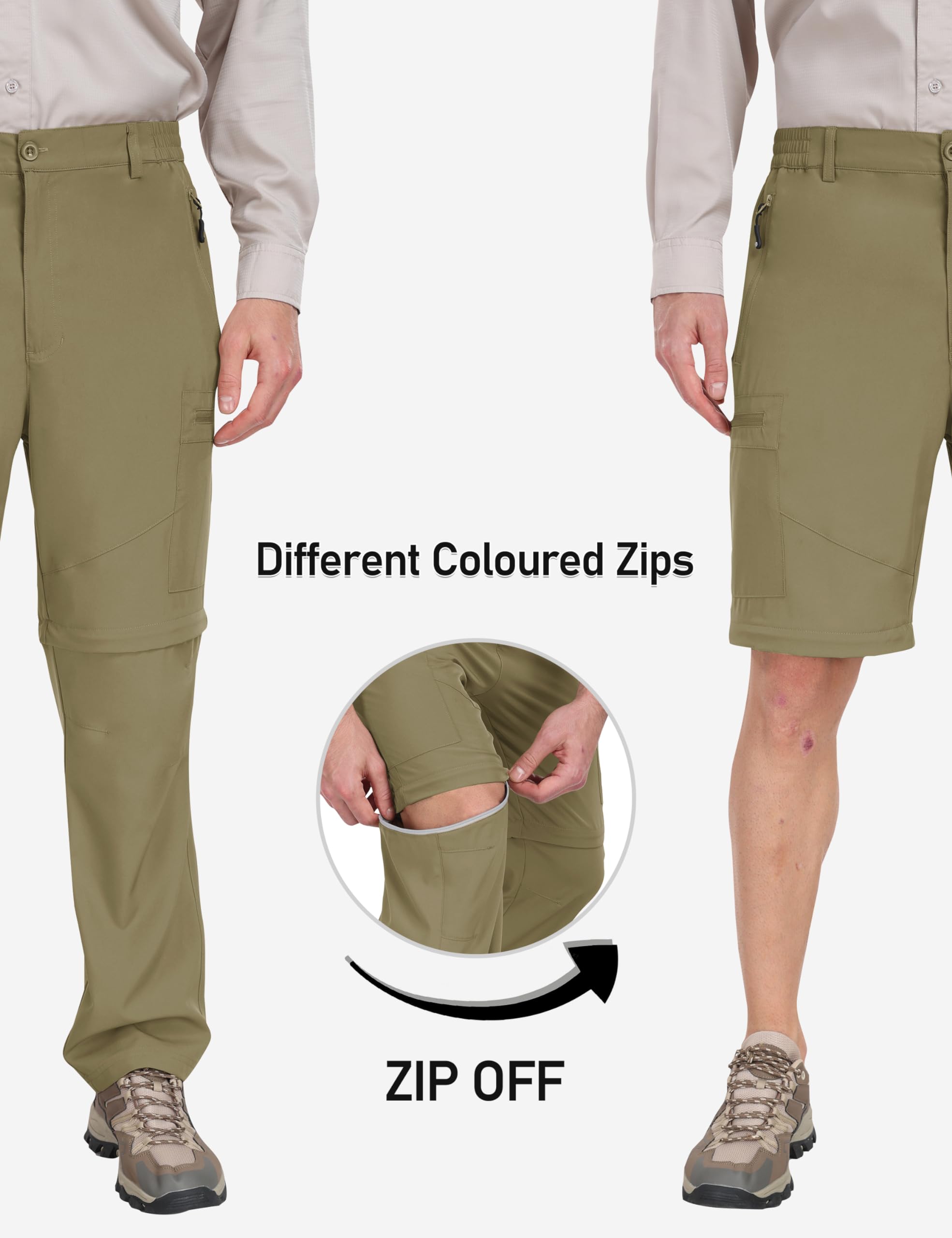 JINSHI Uomo Pantaloni Convertibili Cargo Pantaloncini Leggeri ad Asciugatura Rapida Zip-off Pantaloni da Trekking Montagna con 5 Tasche a Zip