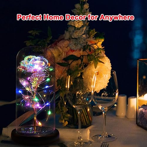 Miniatura 4 de Regalos de flores de rosa de cristal eternas para cumpleaños - Regalos para mujeres para su aniversario, día de San Valentín, día de la madre, Una