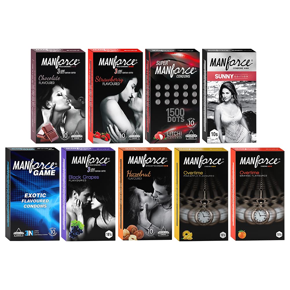 Manforce Jumbo Combo Pack 90 Pieces (Pack of 9), Transparent