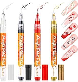 Noverlife 4PCS Air-dry Nail Art Liner Graffiti Pen, Waterproof Nail Art Graffiti Drawing Pen, Quick Dry Nail Liner Pen for...