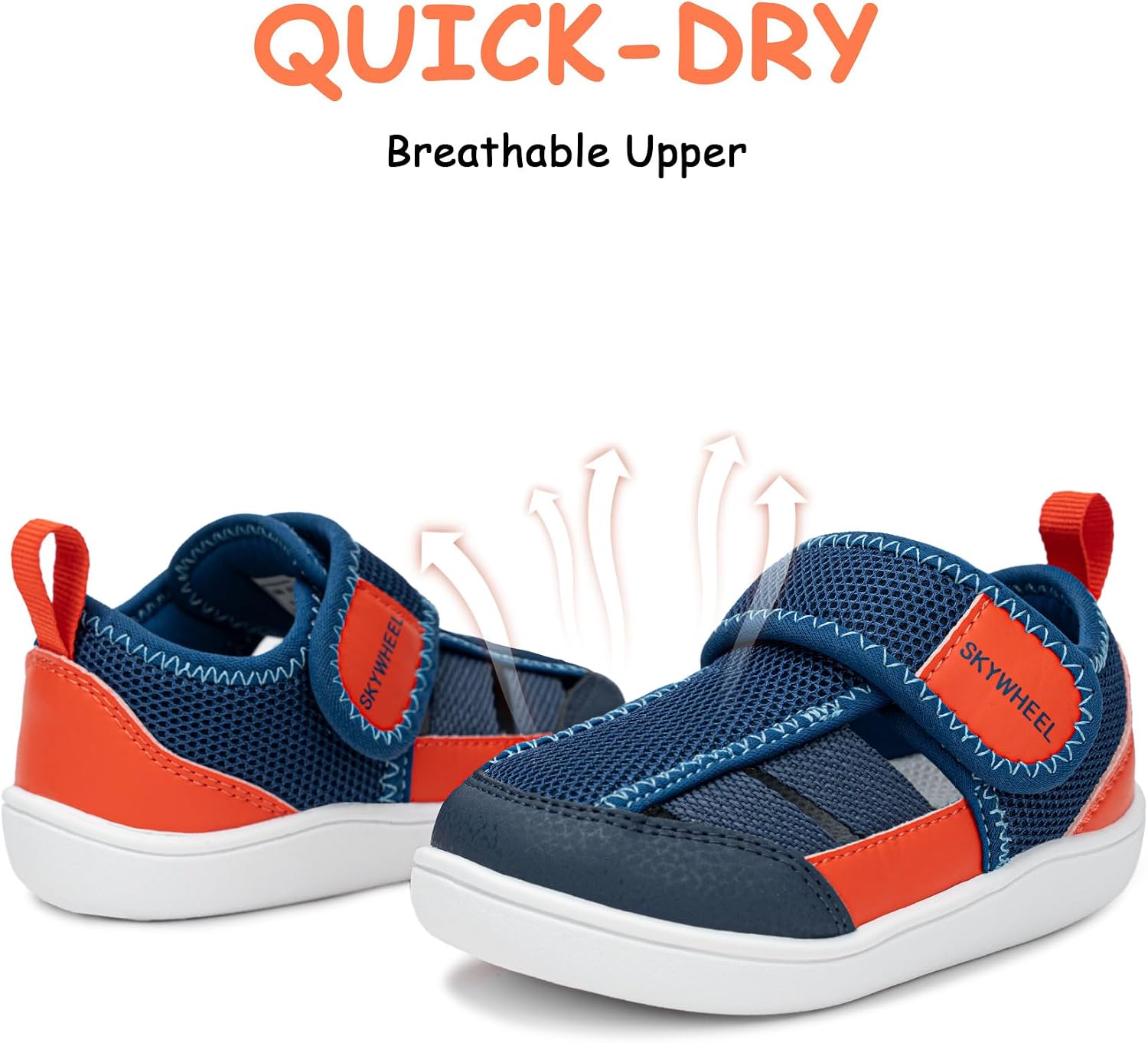 SKYWHEEL Toddler Boy and Girl Shoes Sandals-Casual Sneakers with Hook and Loop Easy On and Off Quick Dry Breathable Upper Lightweight Soft Non-Slip Sole Comfort for Daily Running Walking School Travel