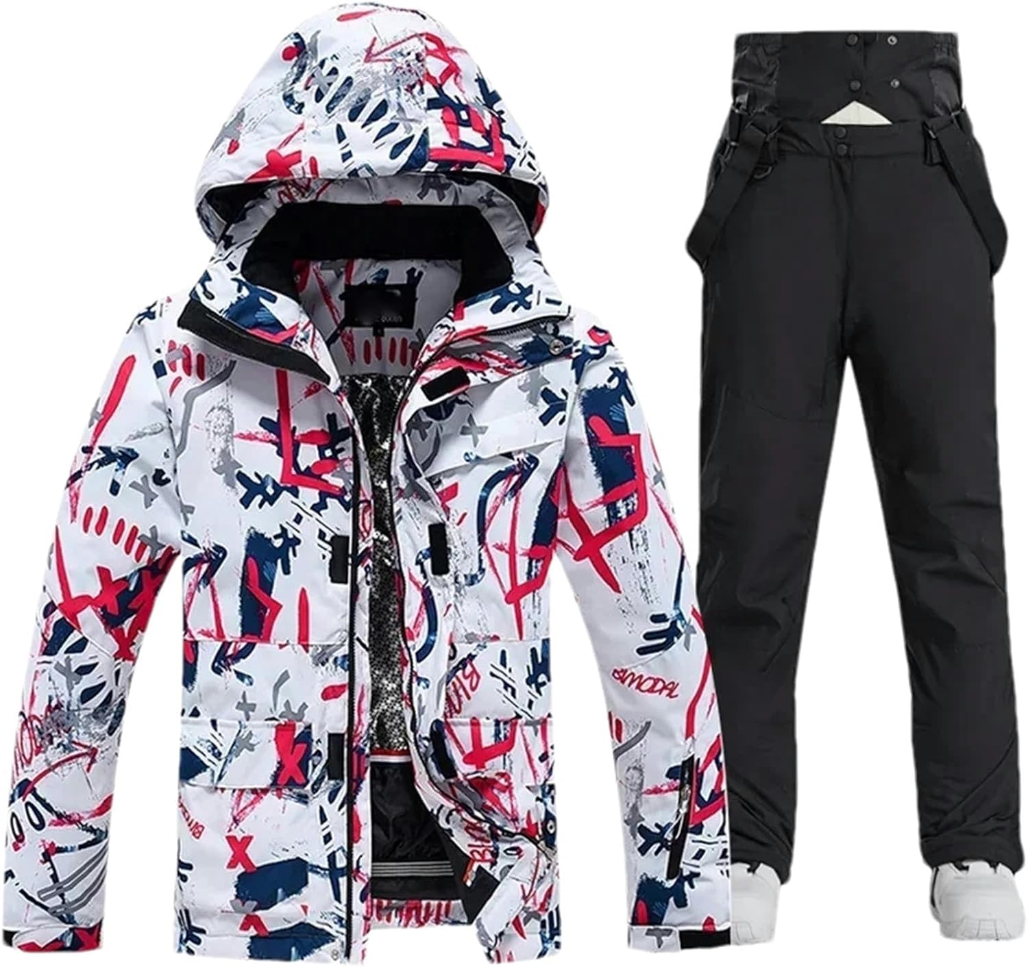 JXQXHCFS Man Ski Jacketand Pants Men Snowboard Wear Waterproof Snow Suit Overalls Hooded Winter Warm Clothes