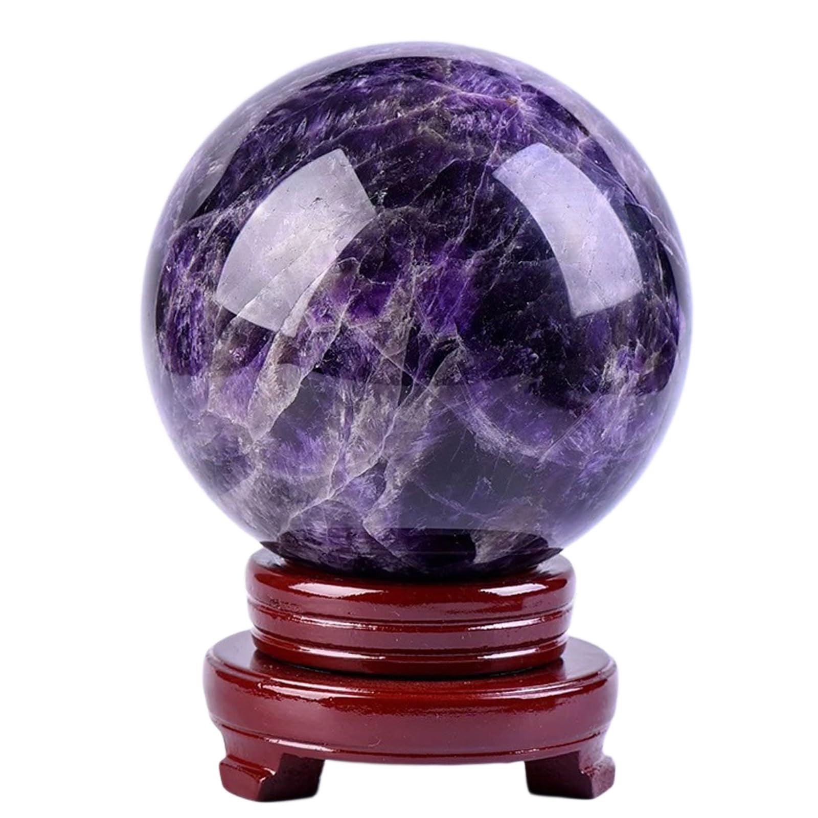 GPDNBIEU Fluorite Crystal Ball, Dream Amethyst Crystal Ball Sphere with Stand - Room Decor, Healing, Witchcraft Supplies(5.5in(14cm))