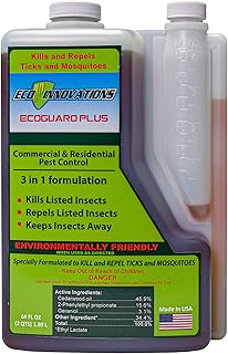 Concentrated Tick Spray for Yard & Mosquito Concentrate Spray. All Natural Insect Repellant. Protects Outdoors. Suitable Insecticide for Kids, Pets, Plants. Easy Application, 64 oz