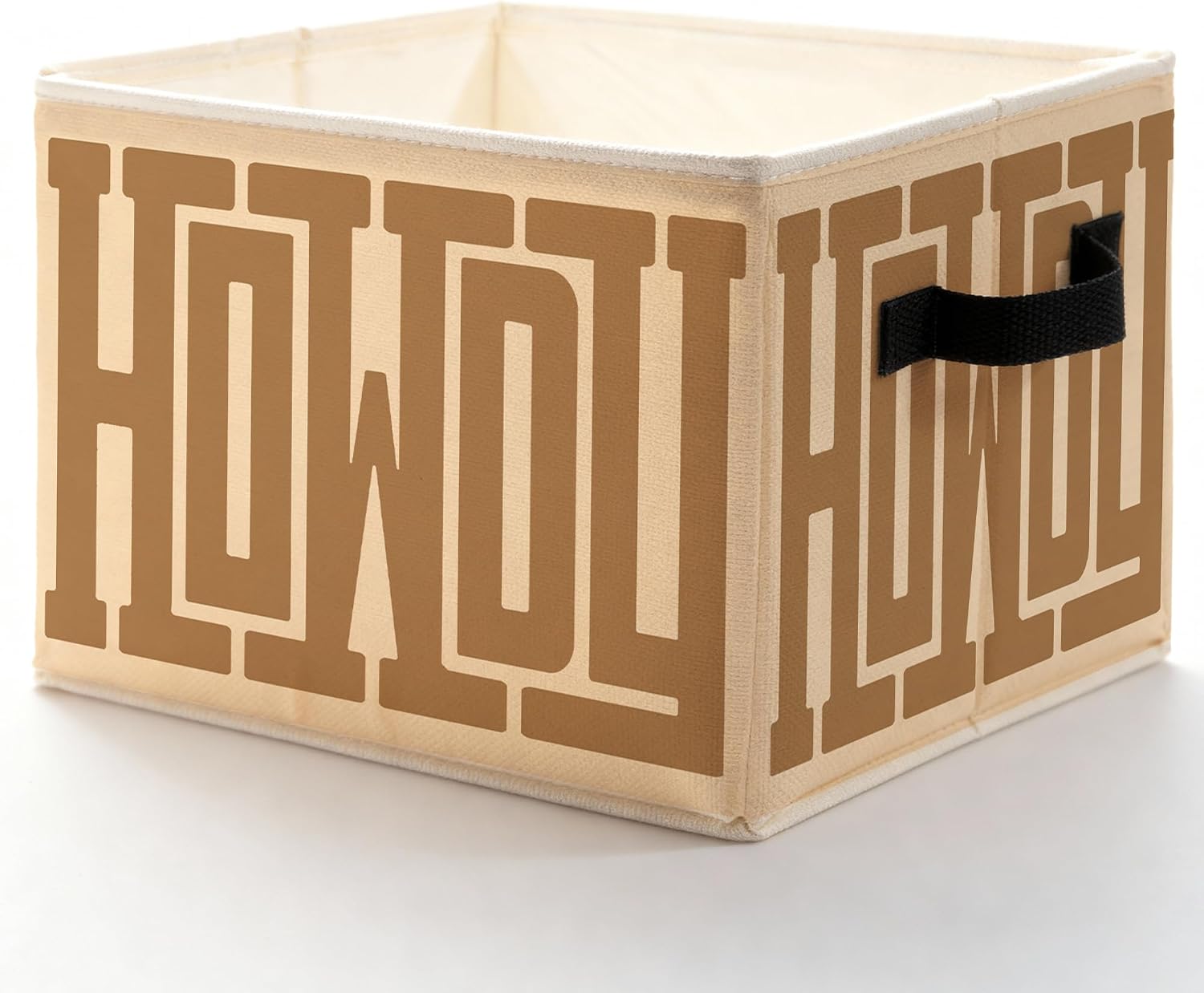 Neutral Howdy Western Storage Bins Box, Toybox for Girls Boys, Beige and Brown Rustic Western Foldable Baskets Organizer with Handles for Bedroom Bathroom Home Clothes Toys Books