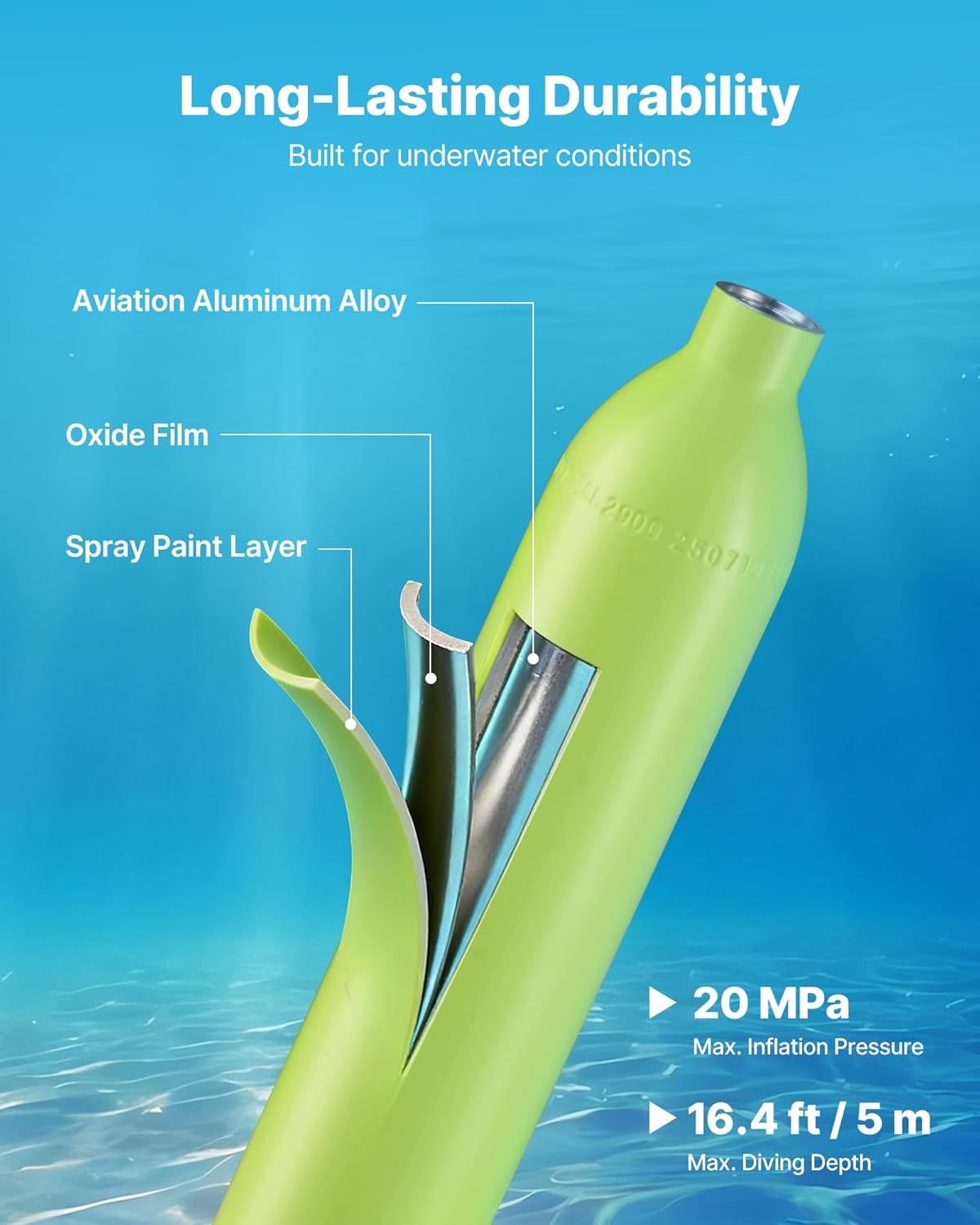 VEVOR Mini Scuba Tank, 0.5L Portable Diving Tank for Underwater Breathing, Reusable Lung Diving Cylinder up to 10 Minutes Dive Time, Emergency Rescue Pony Bottle with Bag and Lanyard for Snorkeling