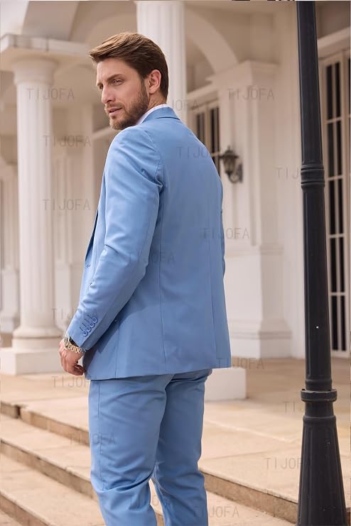 Mens 3 Piece Slim Fit One Button Mens Suit Jacket Solid Business Casual for Wedding Blazer Pants Vest Suit Set