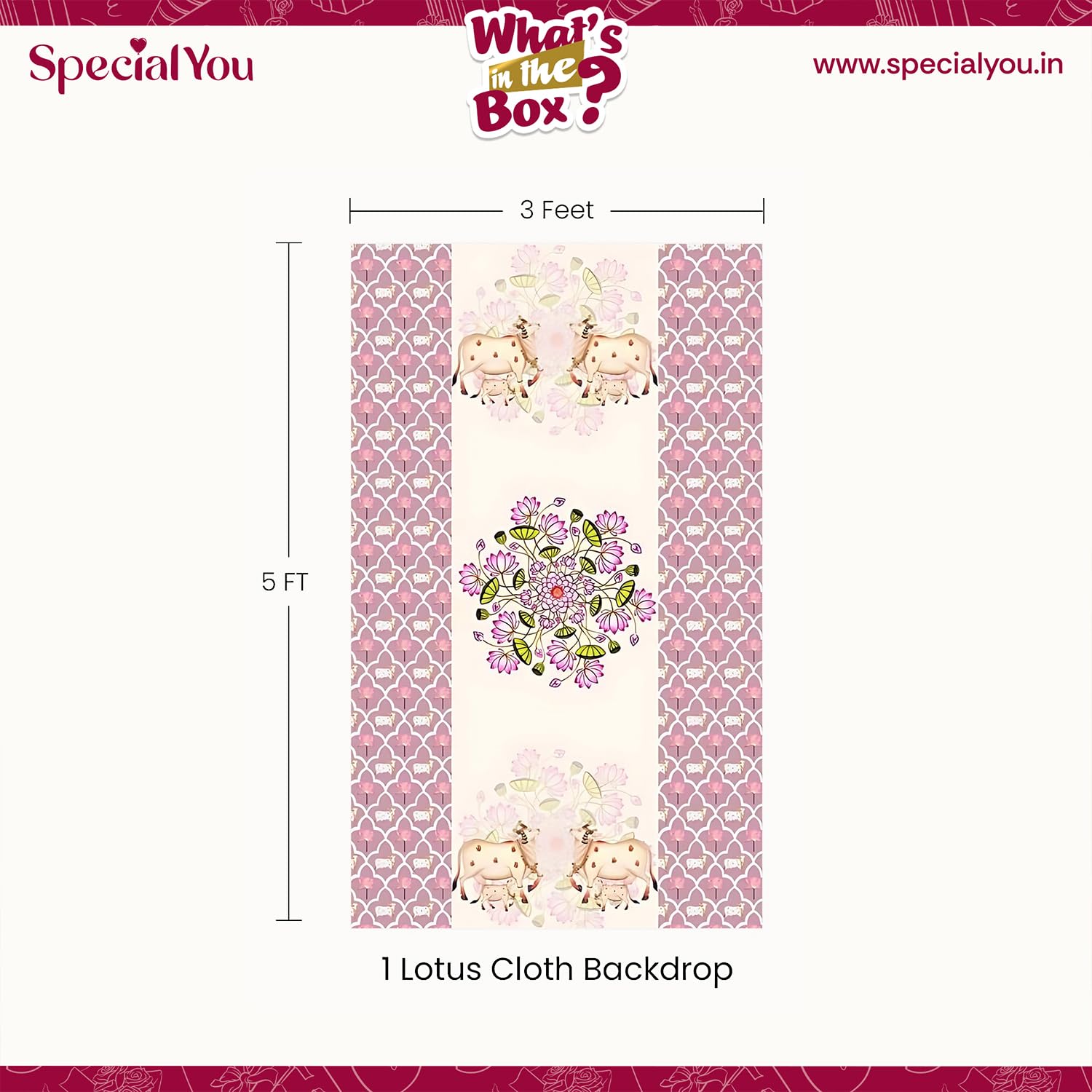 SpecialYou® Varalakshmi Pooja Decoration Items with Cow Pichwai (5 * 3ft) Backdrop Cloth for Decoration Pooja, Mandir Decorations Items for Home Decor Items, Wall Decor Items for Living Room