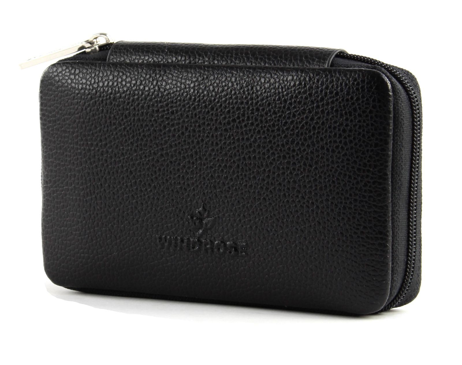 Étui à manucure Windrose Beluga de 13 cm en cuir véritable noir