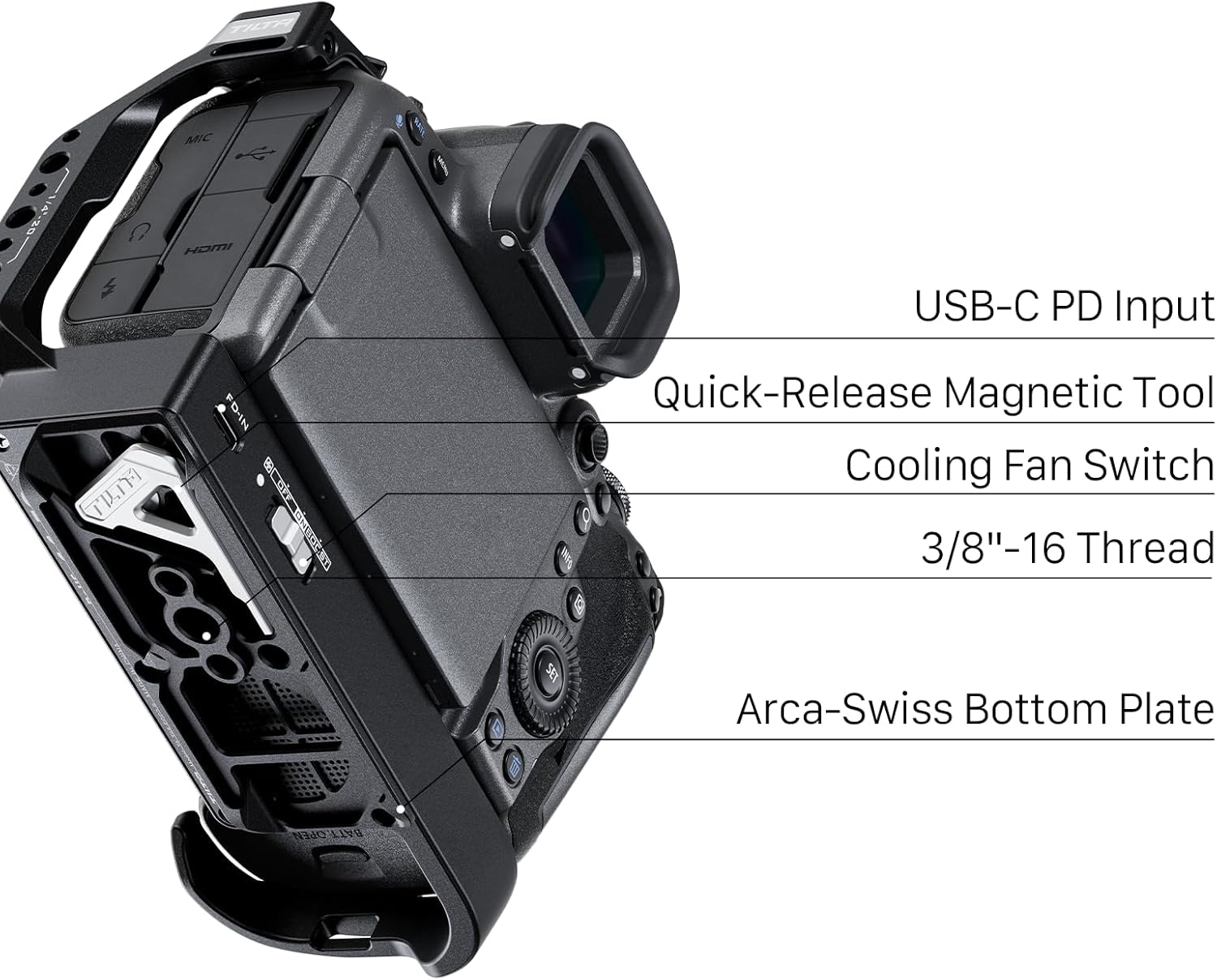Tilta Camera Cage Base Kit with Cooling System Compatible with Canon R5 Mark II - Black