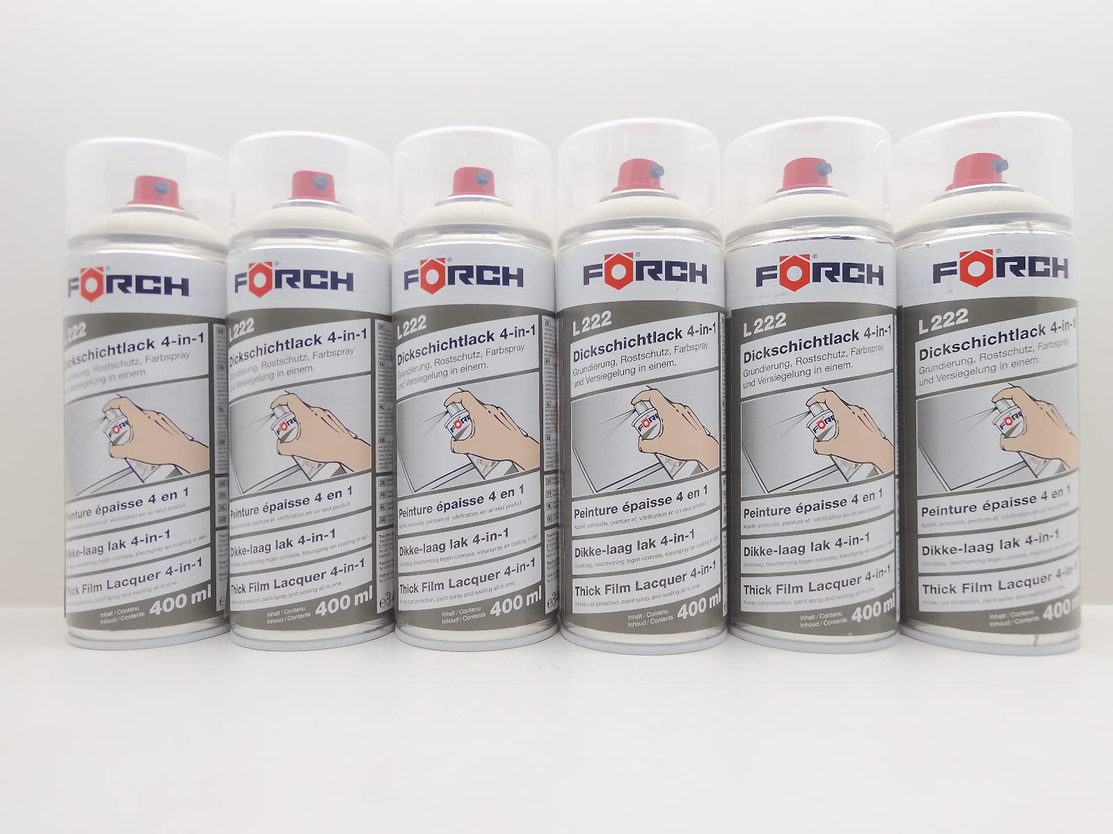 Förch 4 in 1 RAL 9002 GRAUWEISS WEISS GRAU DICKSCHICHTLACK LACK SPRAY SPRAYDOSE 400ML (6)