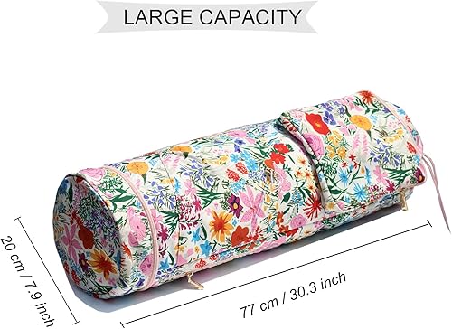 Miniatura 3 de ESVAN Bolsa de esterilla de yoga con múltiples bolsillos con cordón para esterilla de yoga, pilates, ejercicio, bolsa de almacenamiento