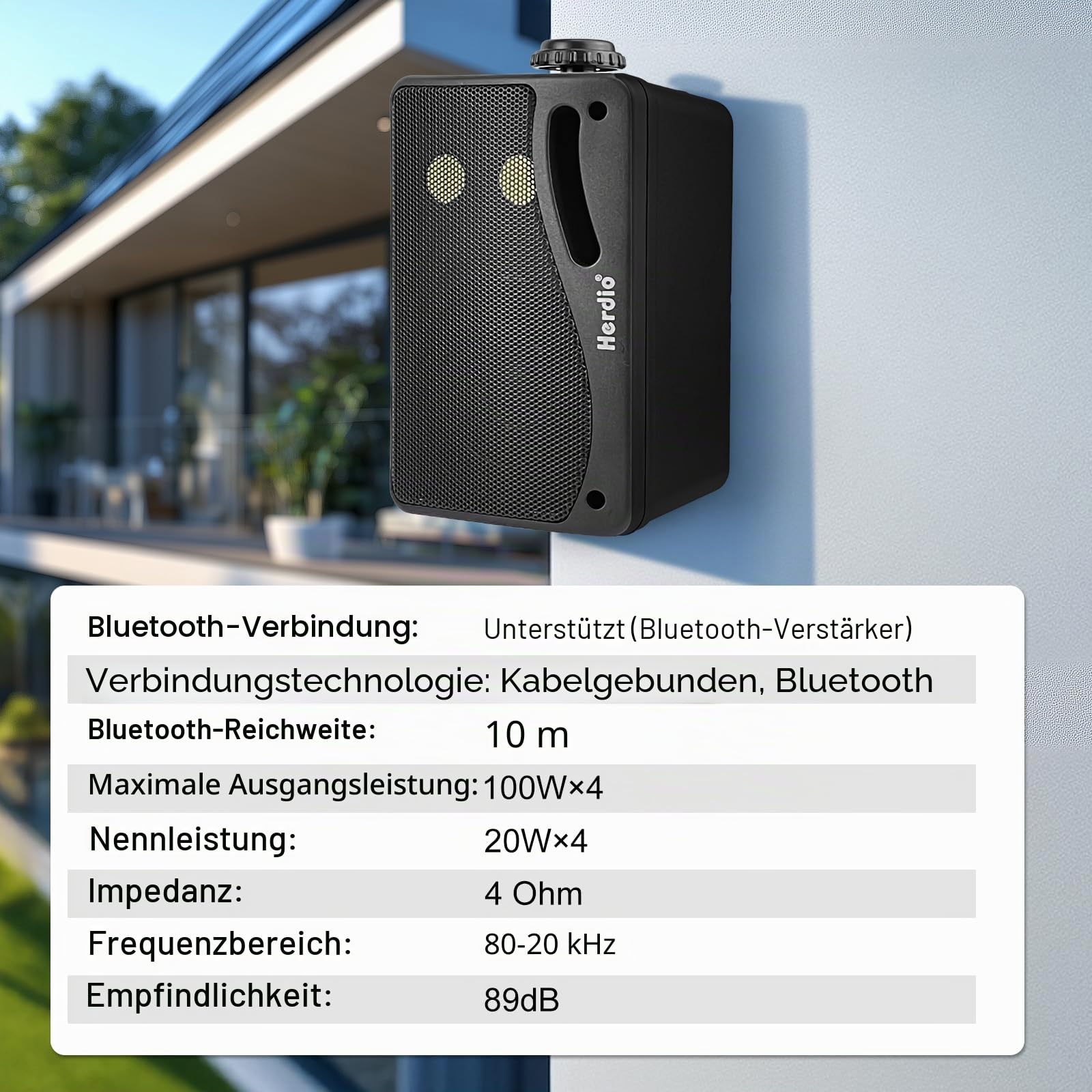 Herdio 3,5 Zoll Bluetooth Outdoor-Lautsprecher 400W 3 Wege Meereslautsprecher wasserdichte wetterfeste Hochleistungen für die Innengarten im Freien im Freien in der Innenboot (2 Paar, schwarz)