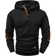Ryehack Mens Hoodies Pullover Casual Long Sleeve Stand Collar Button Pullover Sweatshirts Color Block Pullover