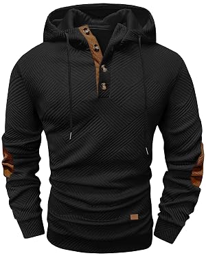 Ryehack Mens Hoodies Pullover Casual Long Sleeve Stand Collar Button Pullover Sweatshirts Color Block Pullover