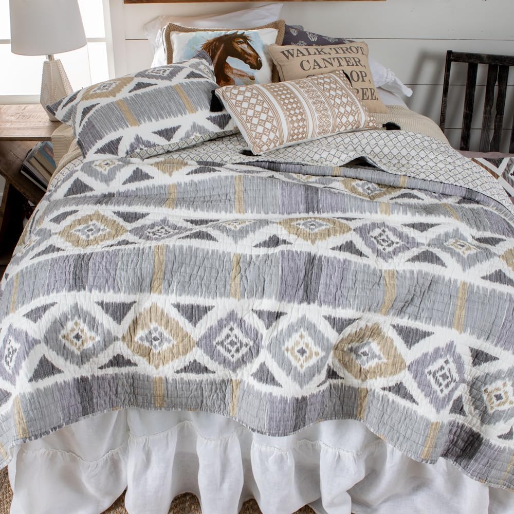 Rod's - Walk Trot Canter (Decorative Pillow) - Traditional Southwest Neutral - Grey Tan White - Pillow Size (24x12in) - Cotton with Polyester Fill