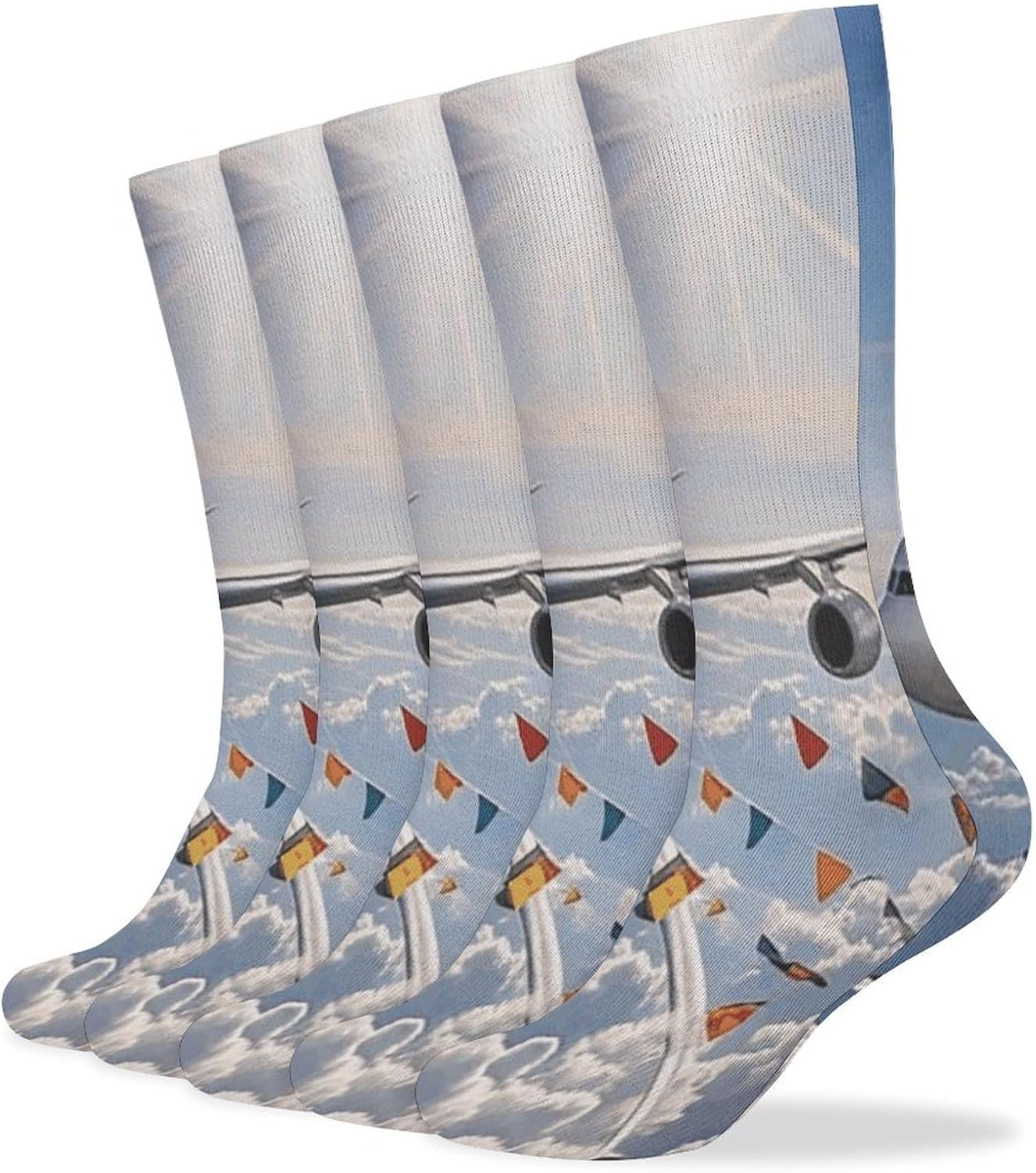 Airplane Knee High Socks Cozy Knee High Socks Soft Mid-Length Sock for All Seasons Daily Wear Adult