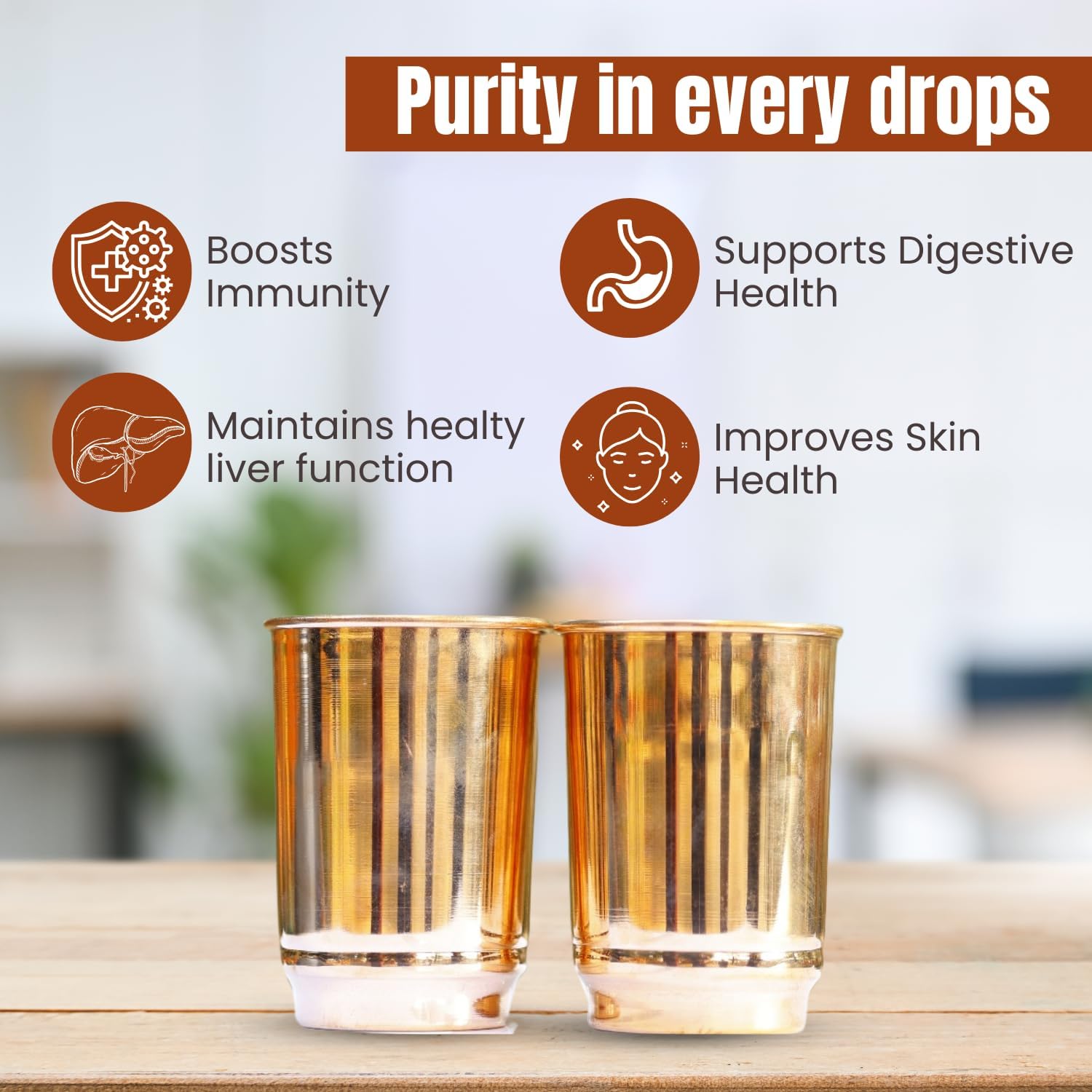 Pure Copper Tumblers for Drinking - Set of 2 Ayurvedic Copper Glasses | 11.83 Fl Oz Each | Perfect for Home, Office, Travel, Hotel & Gifting - Image 6