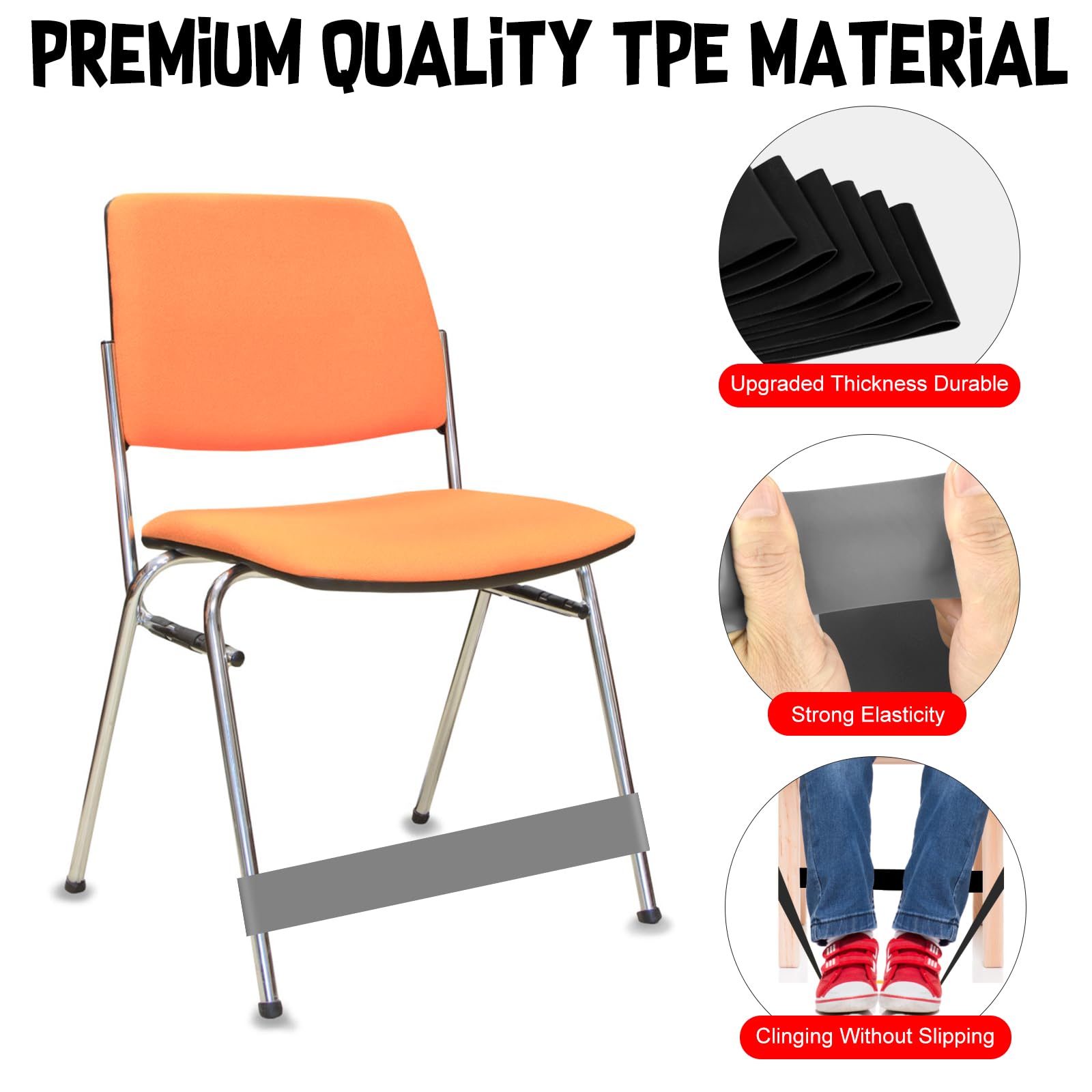 PLULON 15 Pack Chair Bands for Kids with Fidgety Feet Fidget Bands for Classroom Chairs Bands for Students Chairs Desks with Sensory ADHD ADD Autism - Image 4