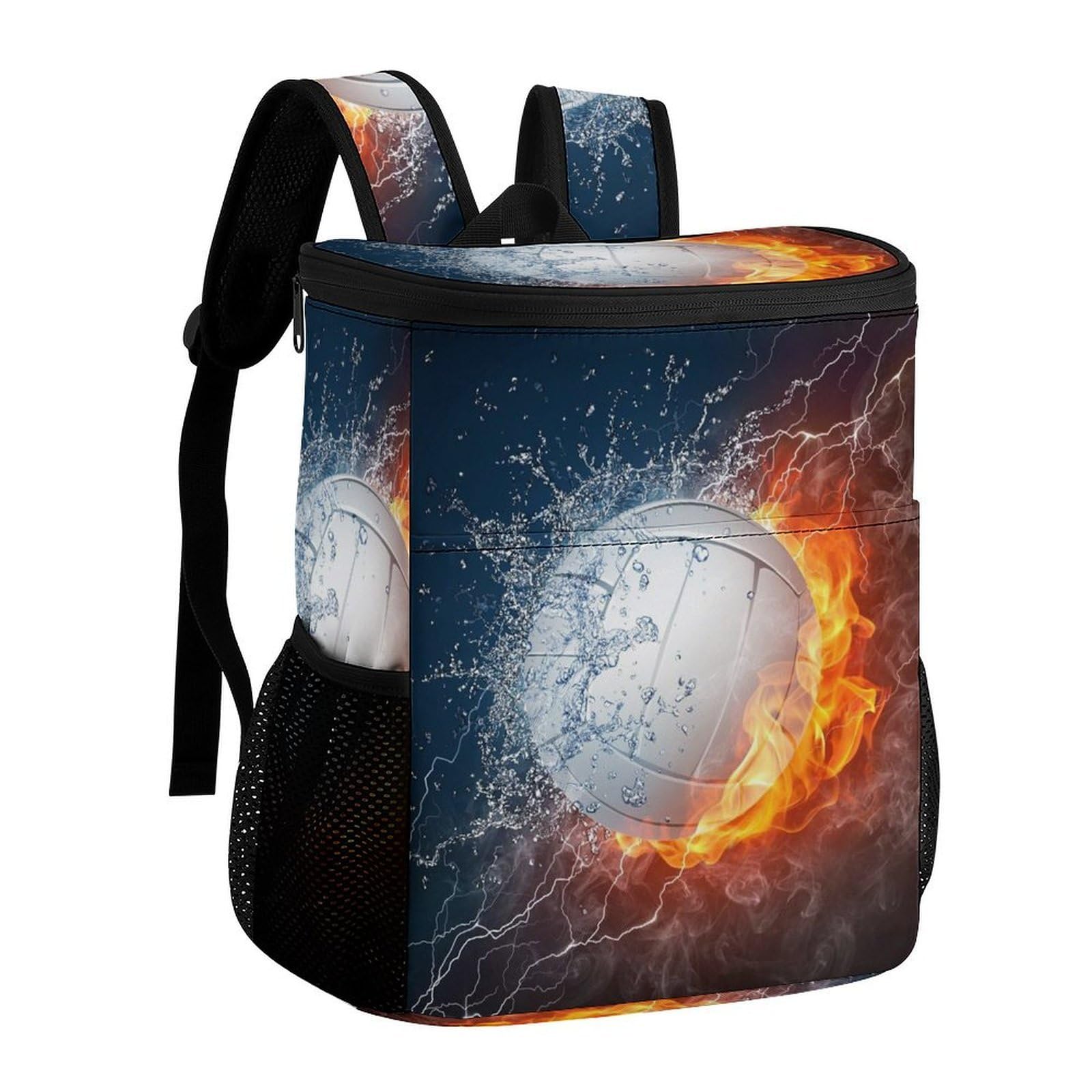 Ice And Fire Sac à dos isotherme étanche en polyester sergé avec sangles rembourrées réglables pour pique-nique, camping, activités de plein air