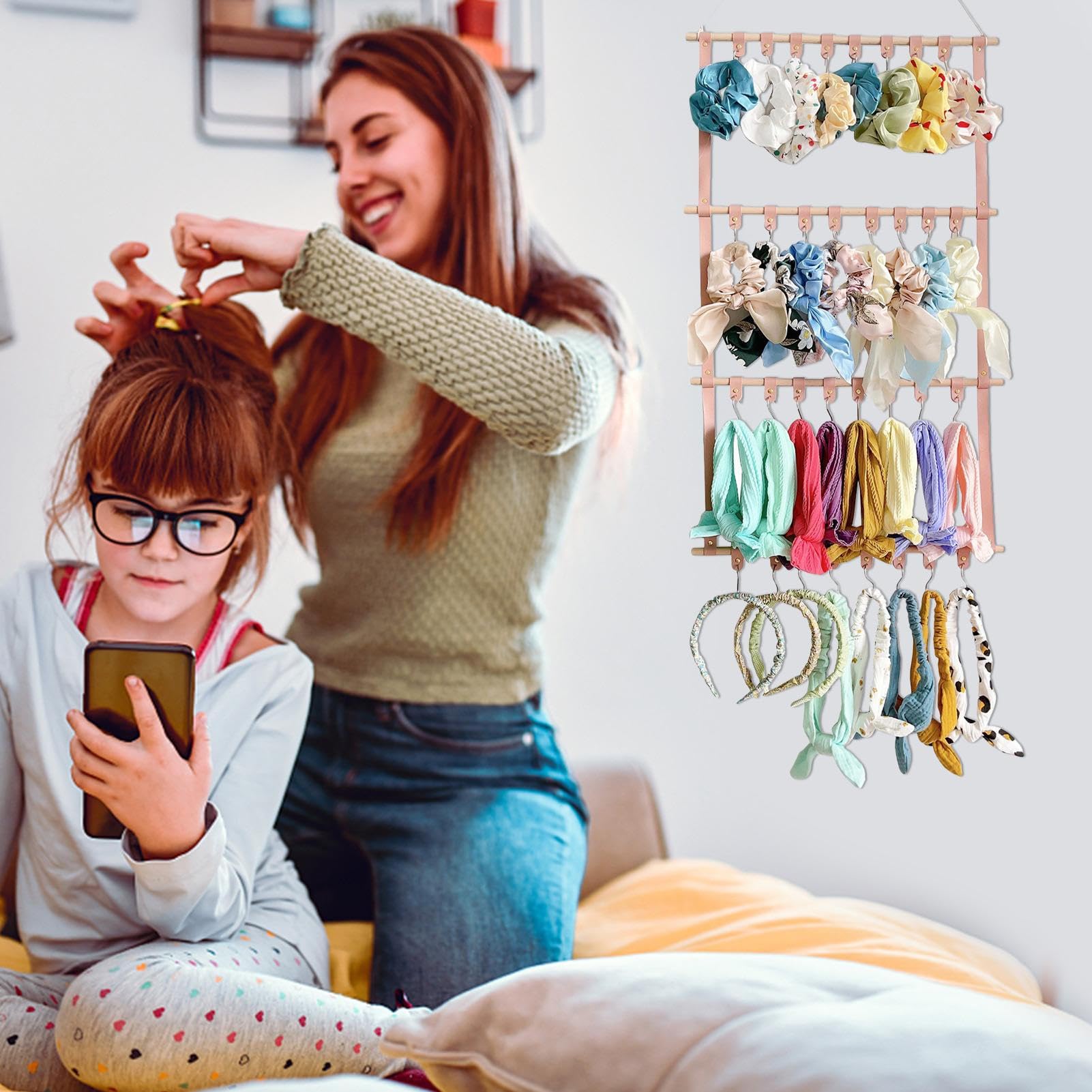 Organizer Da Parete In Feltro Per Fermagli E Accessori Capelli – Grigio, Portagioielli Da Appendere Per Ragazze - 4