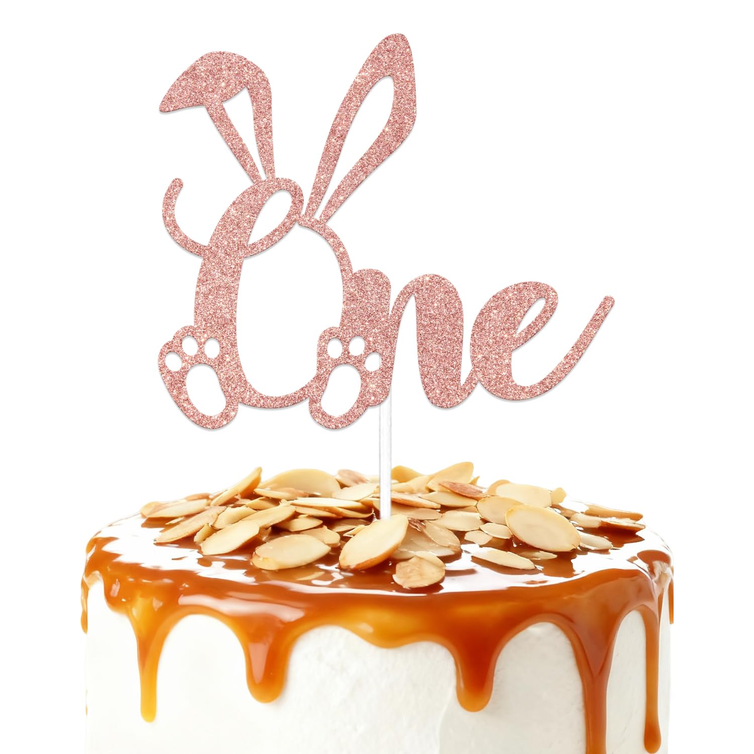 ZCXVC Bunny Themed One Cake Topper Easter 1st Birthday Party Decoration Some Bunny is One Birthday Party Decoration Supplies Rose Gold Glitter
