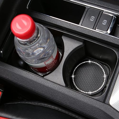 Miniatura 2 de Paquete de 4 posavasos brillantes para automóvil juego de almohadillas de goma suave de diamante brillante de 275 pulgadas portavasos accesorios