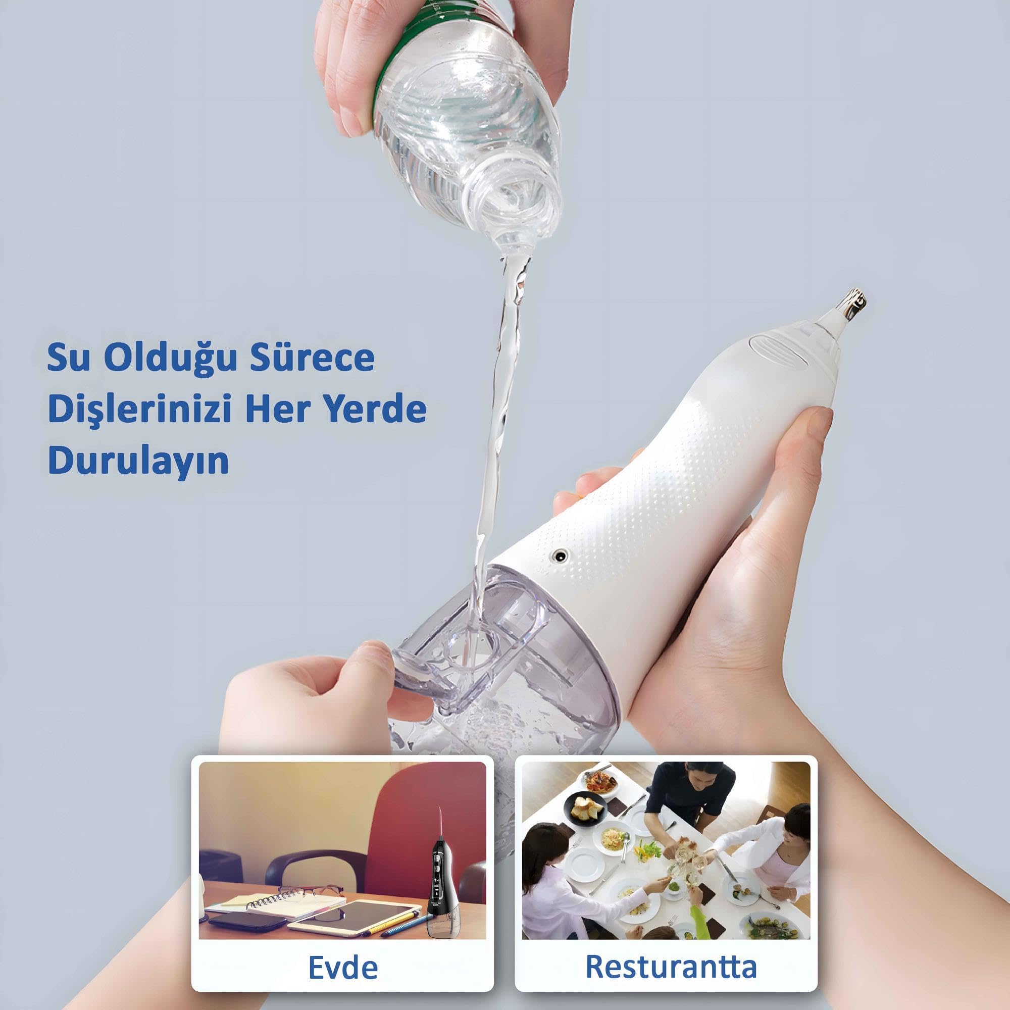 Waterpulse V580 Taşınabilir Şarjlı Ağız Duşu - 5 Basınç Modlu Diş ve Protez Temizleyici - Diş Eti Masaj Fonksiyonlu IPX7 Su Geçirmez (Siyah)