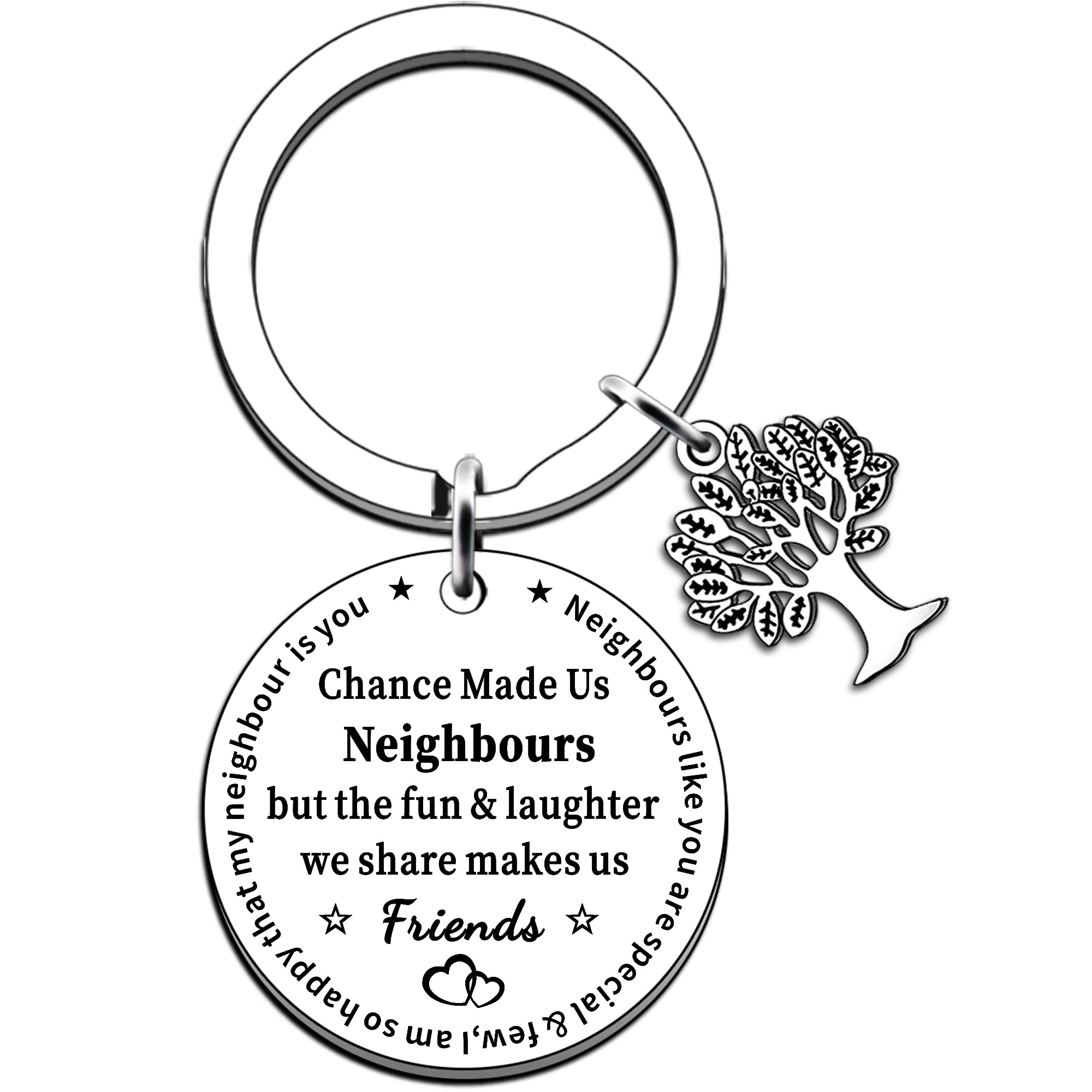 JMIMO Neighbours Gifts Neighbours Keyring Keychain for Women Men Chance Made Us Neighbours But The Fun & Laughter We Share Make Us Friends