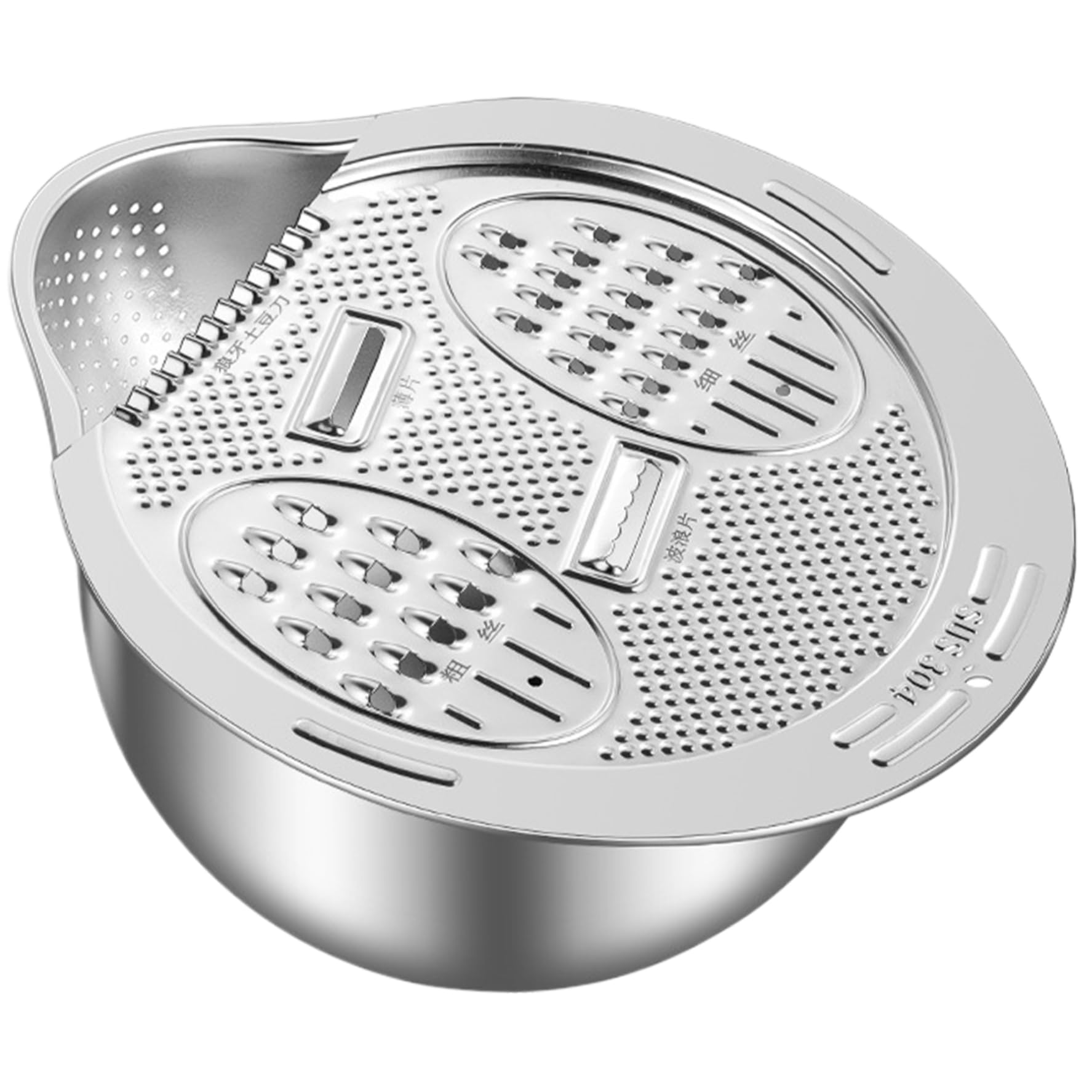 Colador de arroz Lavadora de arroz con drenaje lateral con tapa de rallador Recipiente de lavado de acero inoxidable 304 con orificio para colgar Recipiente colador inferior en forma de V para li.