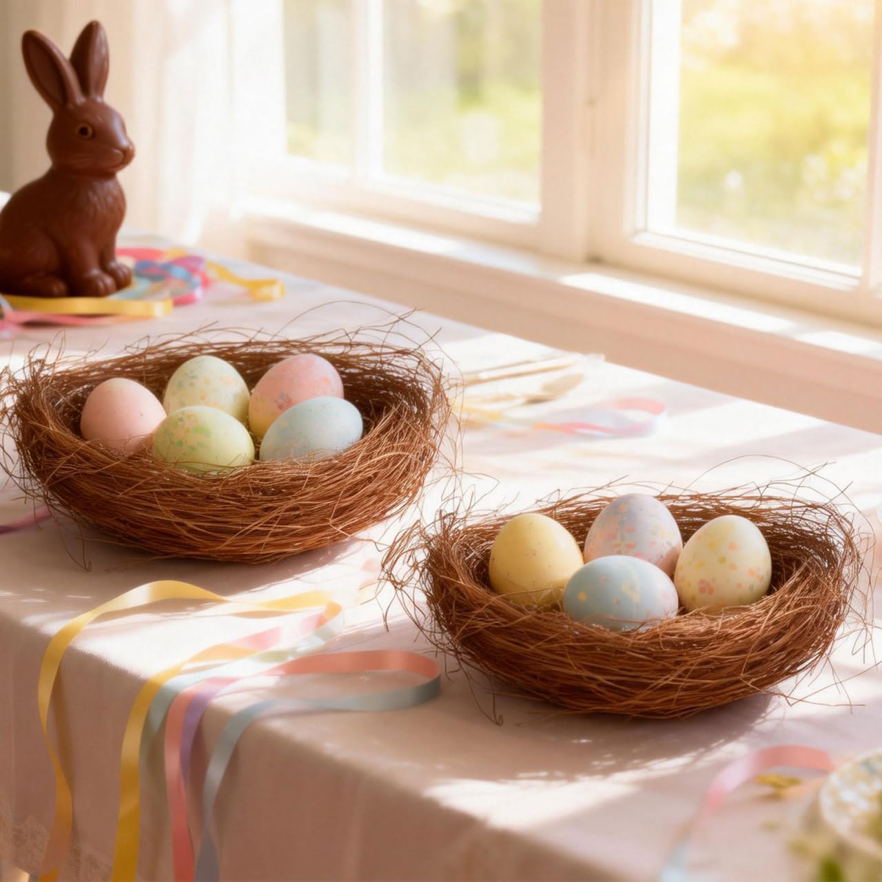 16 pcs Artificial Bird Nests 4.72 X 4.72 X 1.96 in Rustic Birdcage Decor for Easter Displays Garden Scenes Home Photography Props and DIY Craft Fillers image 4