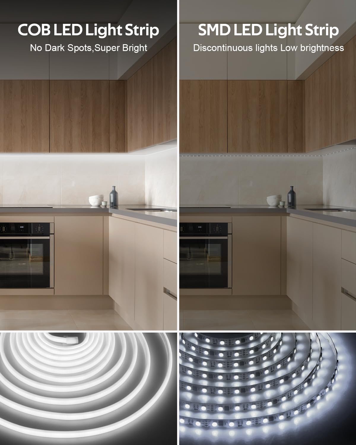 ALITOVE Striscia LED COB da 24 V, 10 m, con telecomando e alimentatore di rete, luce bianca fredda, 6000 K, per esterni, flessibile, 3200 LED, per giardino, festival, decorazione della casa