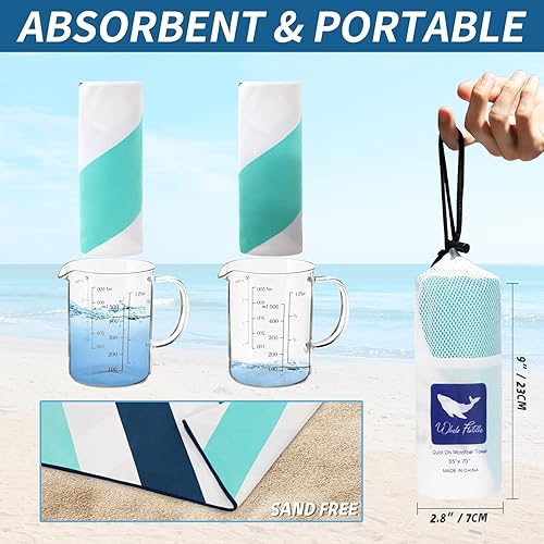 Miniatura 6 de Whale Flotilla Paquete de 6 toallas de playa de secado rápido de gran tamaño (35 x 70 pulgadas), juego de toallas de playa de microfibra sin arena