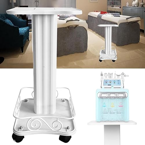 Miniatura 5 de Carrito de salón de belleza blanco de 13.8 x 13.4 x 27.2 pulgadas con ruedas y valla de almacenamiento grande, 2 niveles multifunción, servicio de