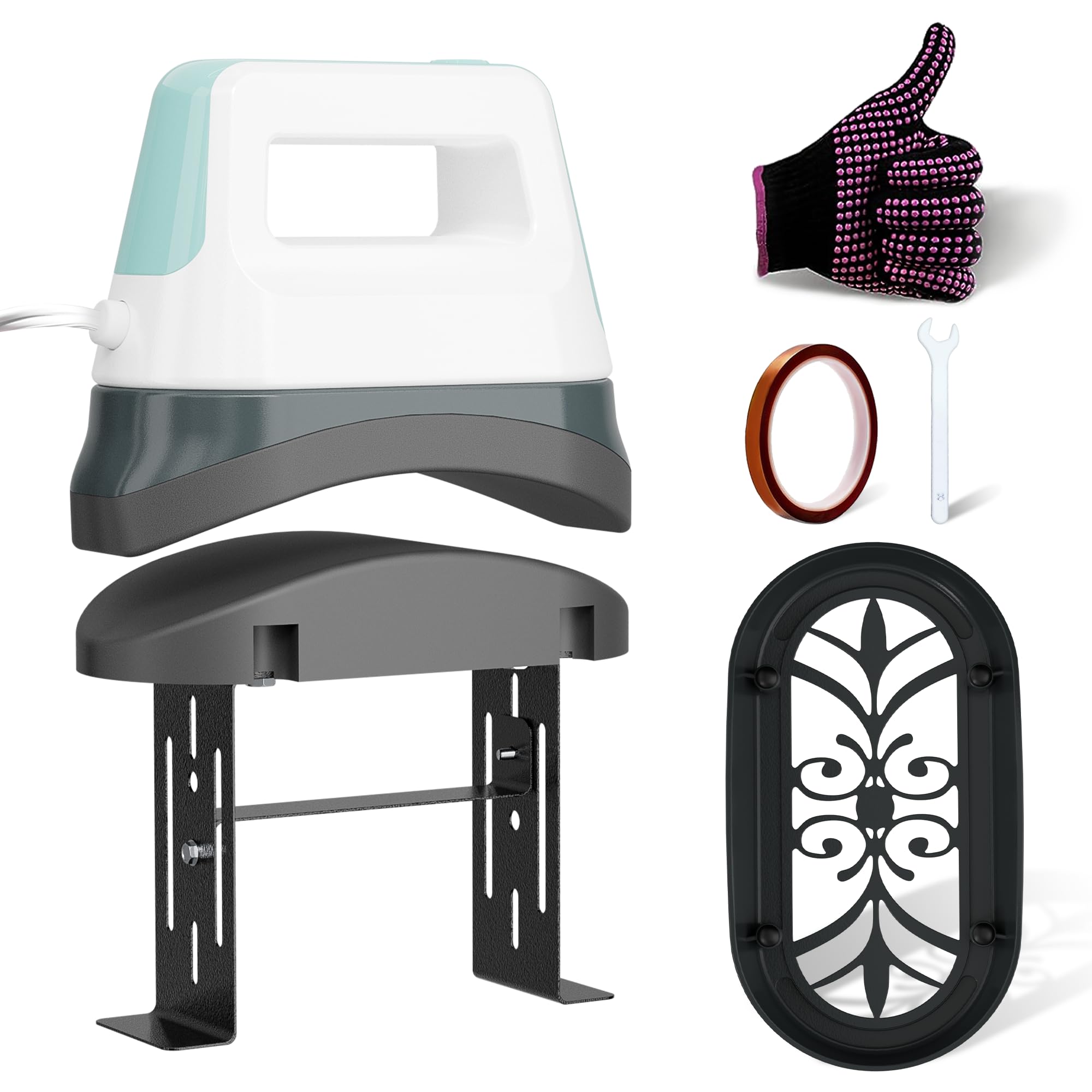 Hat Press,Portable Hat Heat Press with 6.3"x3.3" Ceramic-Coated Curved Heat Plate,Safety Base&Auto-Off Feature,3 Heating Levels Hat Press Machine for Sublimation,HTV,DTF&Infusible Ink Projects