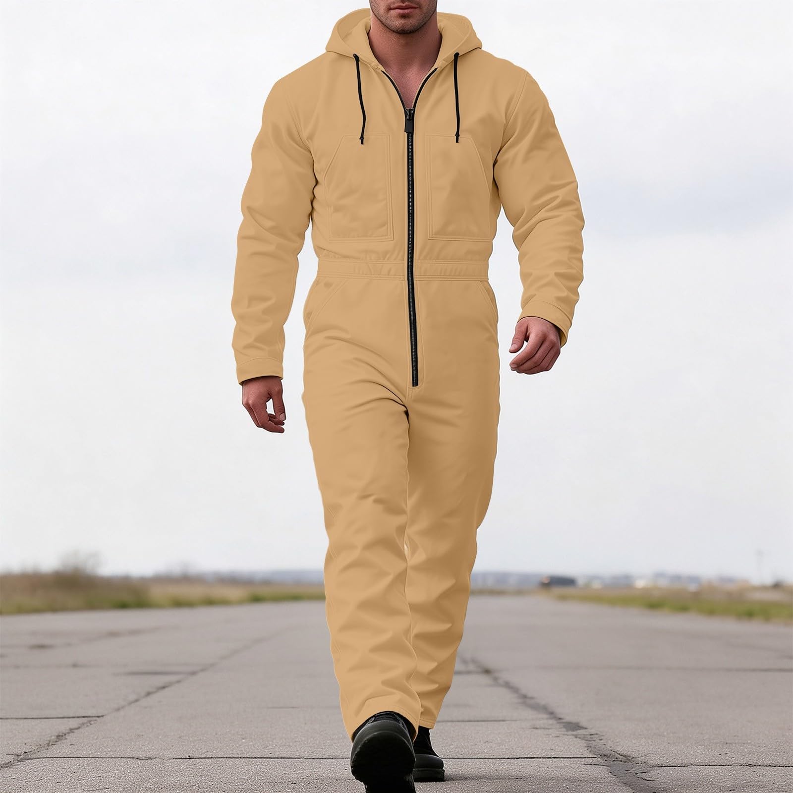 Generisch Mono de trabajo para hombre, de cuerpo entero, de manga larga, cuello de solapa, camisa larga, pantalones de trabajo, peto, traje de protección, ropa de trabajo