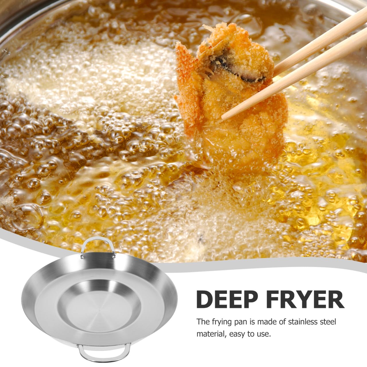 Hemoton Stainless Steel Frying Pan - 38cm -8